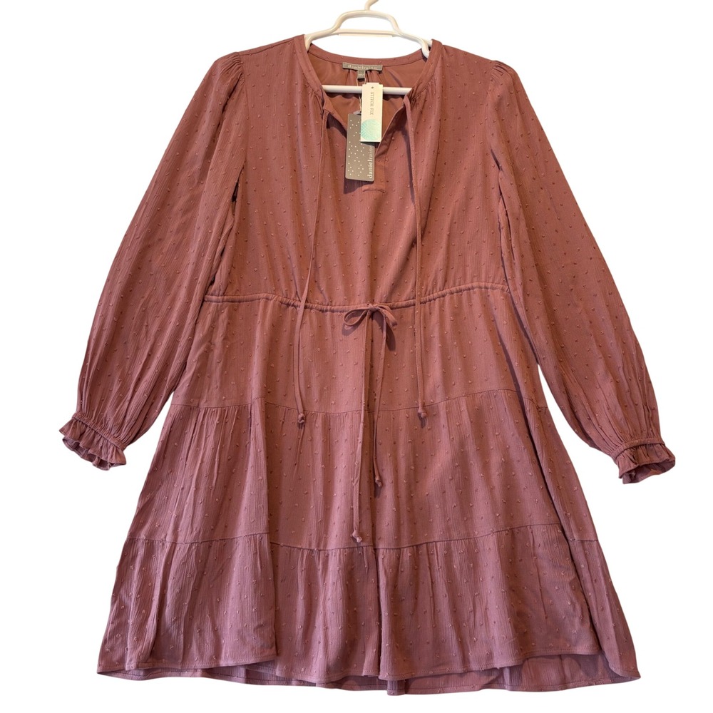 Daniel Rainn Macie Swiss Dot Women's L‎ Dress Blush Mauve Large NWT Stitch Fix